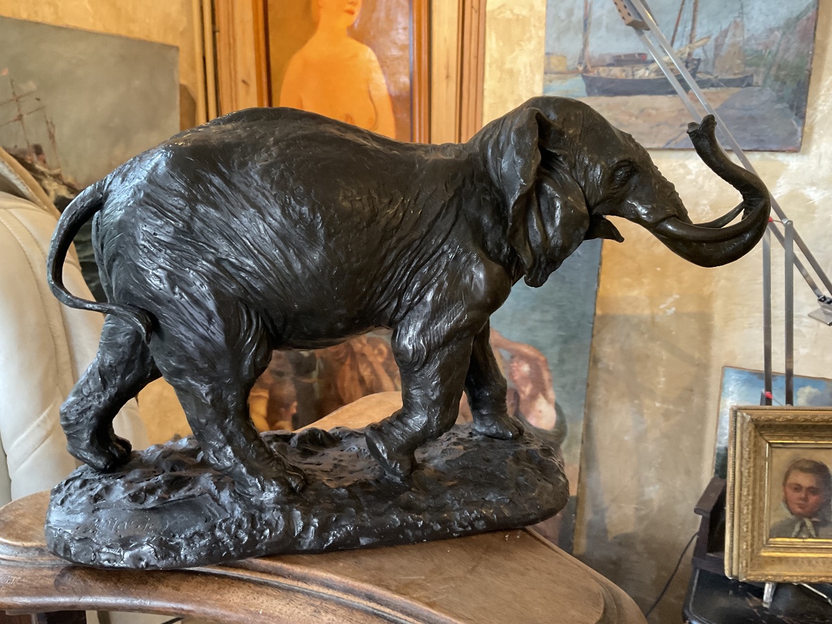 Charging Elephant, Bronze By Massier