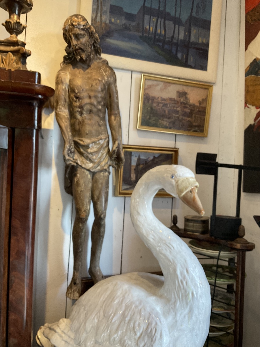 Large Polychrome Wooden Statue Of The Risen Christ, 17th Century, 112 Cm-photo-3