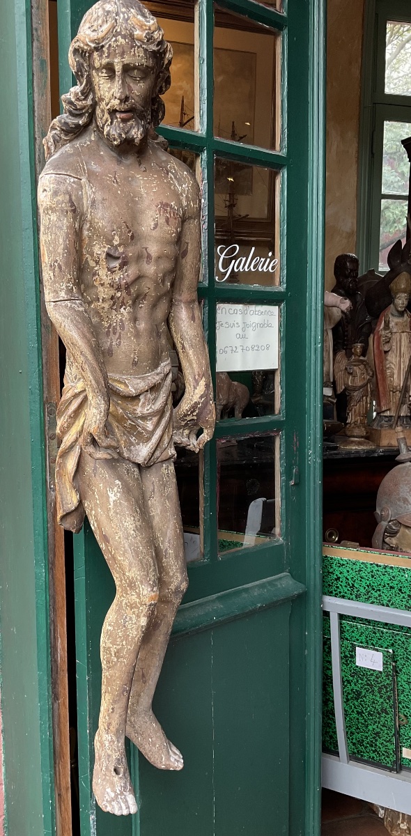 Large Polychrome Wooden Statue Of The Risen Christ, 17th Century, 112 Cm-photo-6