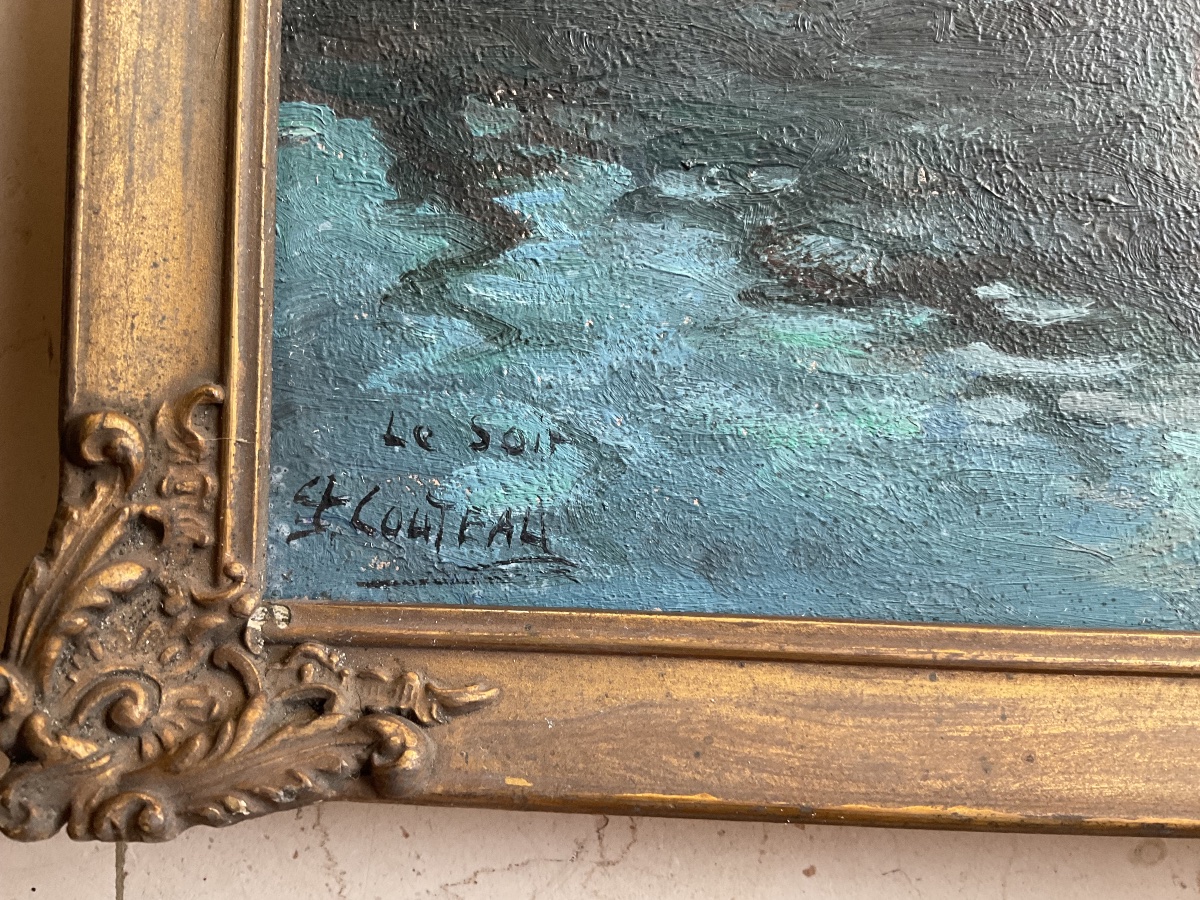 étaples, Oil On Hardboard, Signed "couteau" -photo-1