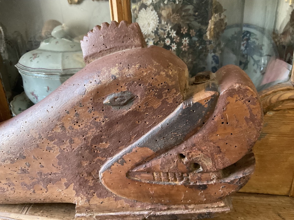A Wooden Dolphin—a Piece From A Boat Or An Old House-photo-3