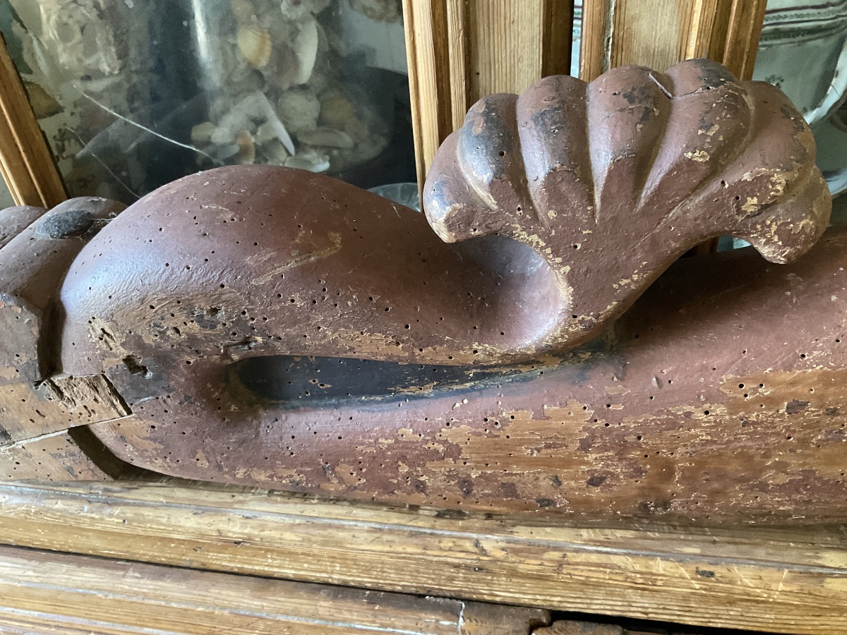 A Wooden Dolphin—a Piece From A Boat Or An Old House-photo-4