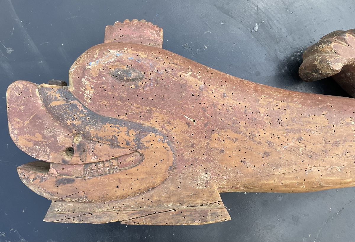 A Wooden Dolphin—a Piece From A Boat Or An Old House-photo-2