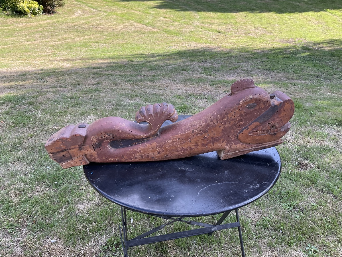 A Wooden Dolphin—a Piece From A Boat Or An Old House-photo-4