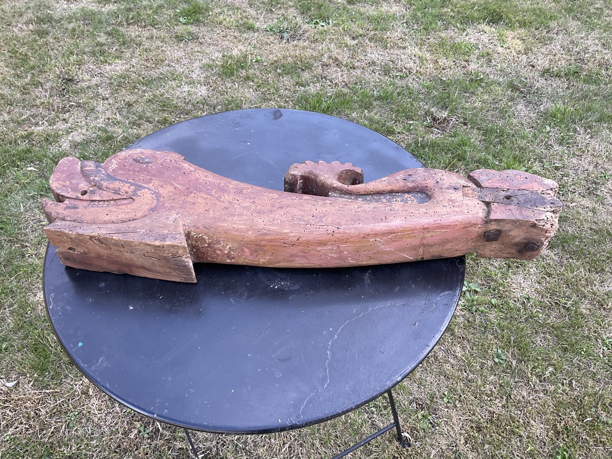 A Wooden Dolphin—a Piece From A Boat Or An Old House-photo-5