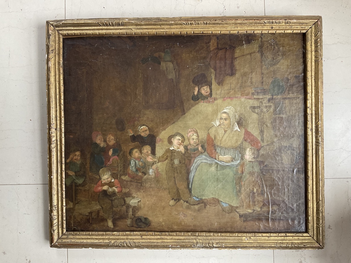 Toile XVIIIeSiecle  rentrée des écoles -photo-3