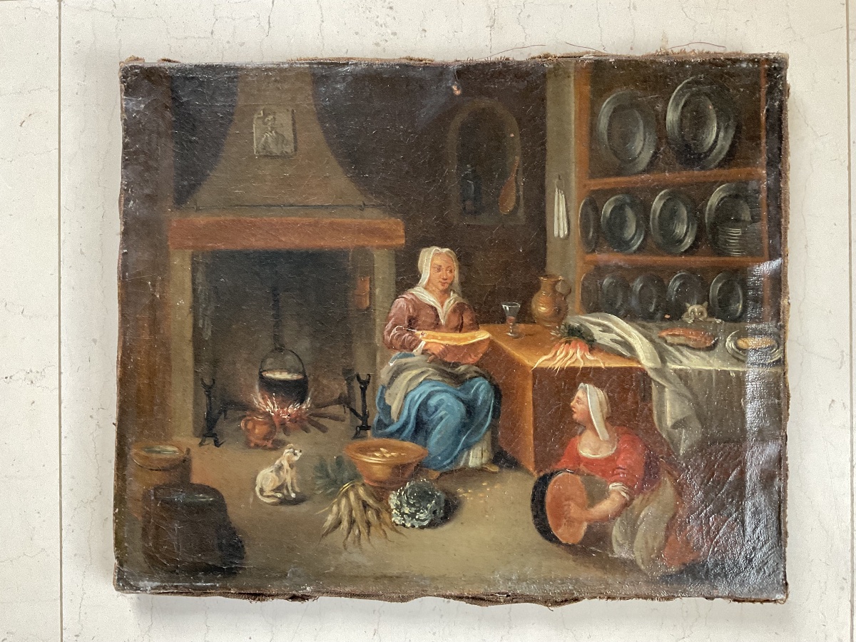 Intérieur. de cuisine flamande XVIIIE-photo-3
