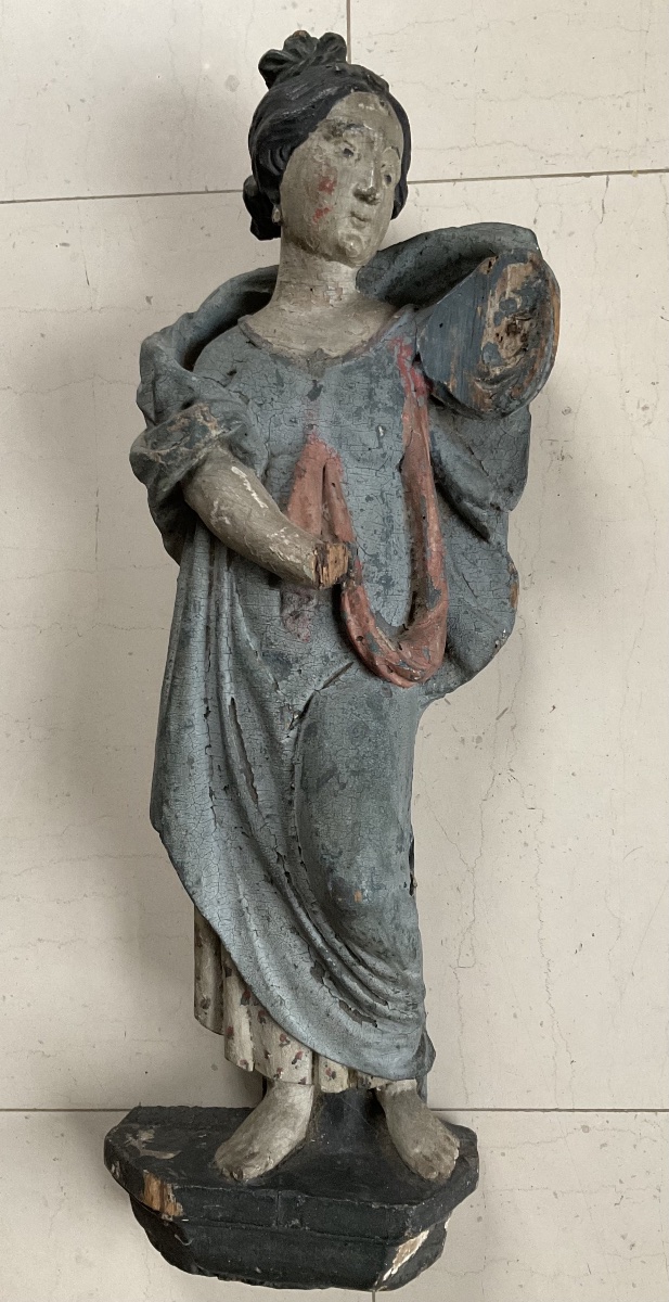 Statue femme directoire polychromie d’origine -photo-3