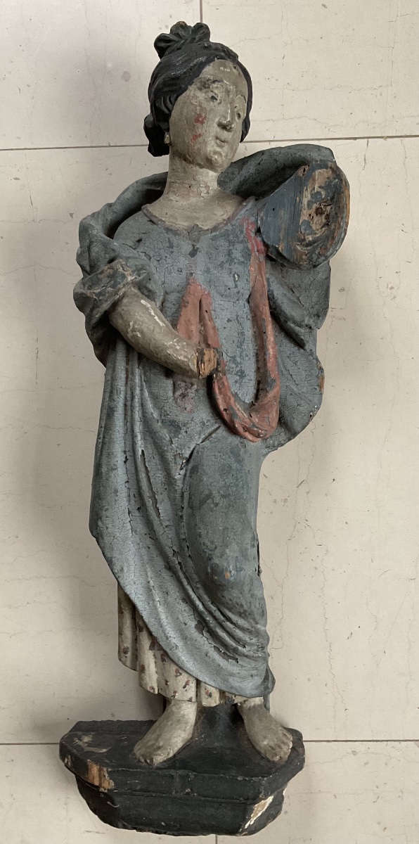 Statue femme directoire polychromie d’origine -photo-4