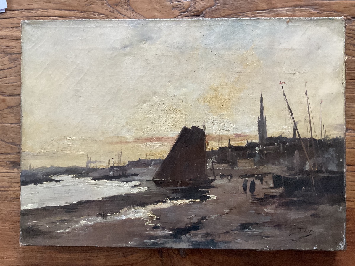 Port par Lievin huile sur toile-photo-2