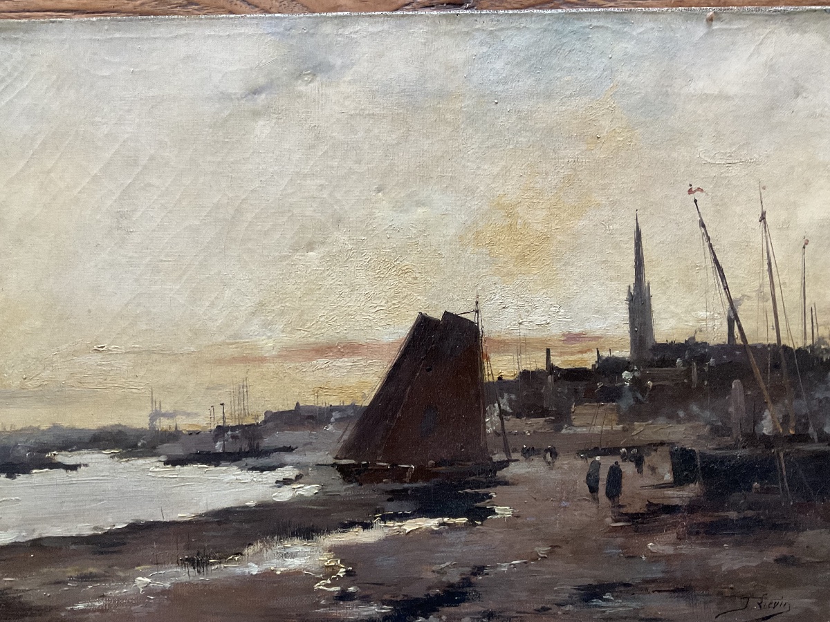 Port par Lievin huile sur toile