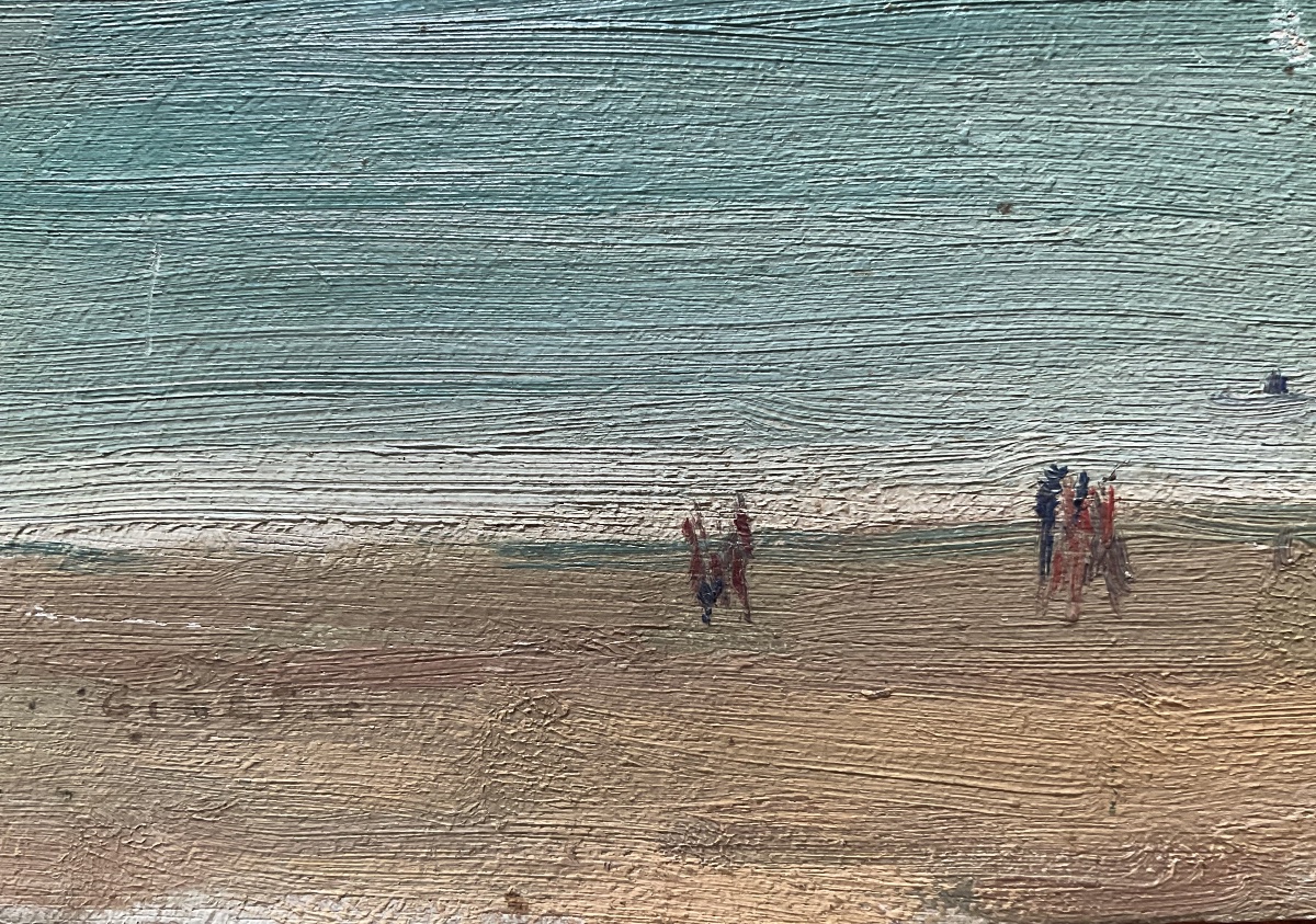 GINET Bord de plage huile sur bois-photo-2