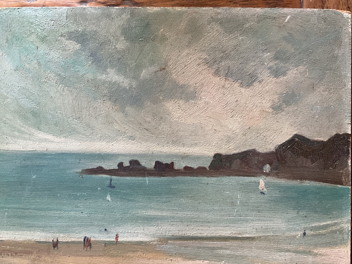 GINET Bord de plage huile sur bois-photo-4