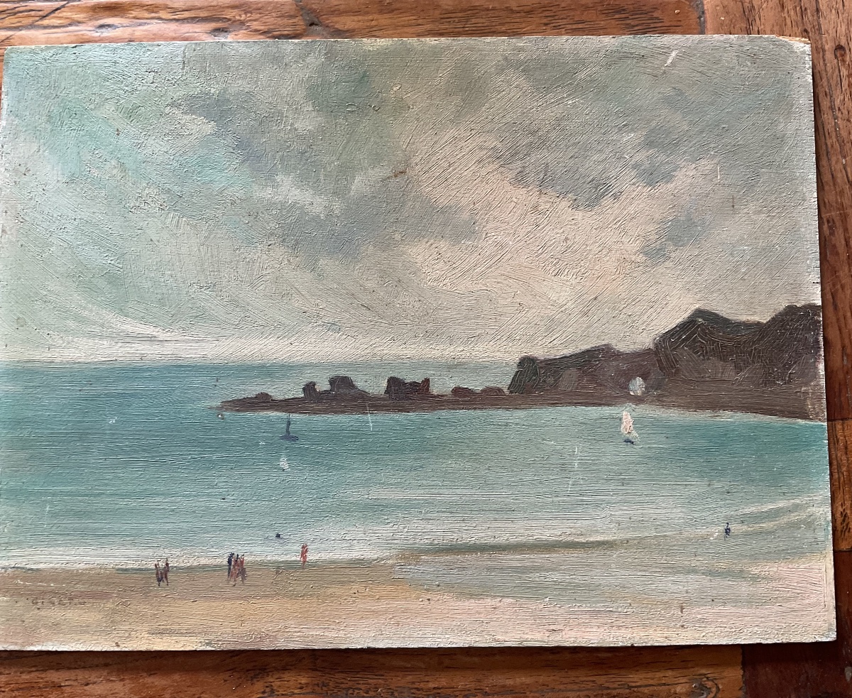 GINET Bord de plage huile sur bois-photo-1