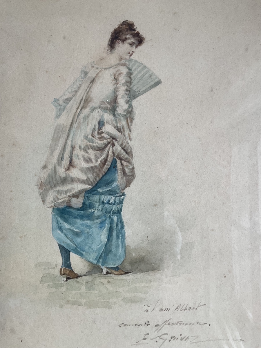 Elegant Watercolor Painting By E. Grivaz-photo-1