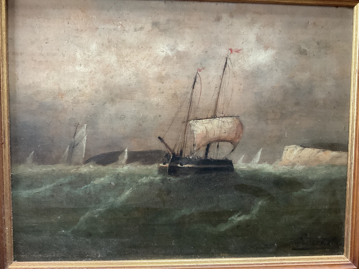 Marine huile sur panneau  signee-photo-2