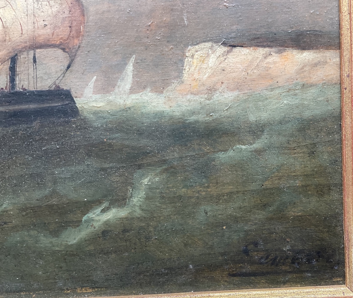 Marine huile sur panneau  signee-photo-3