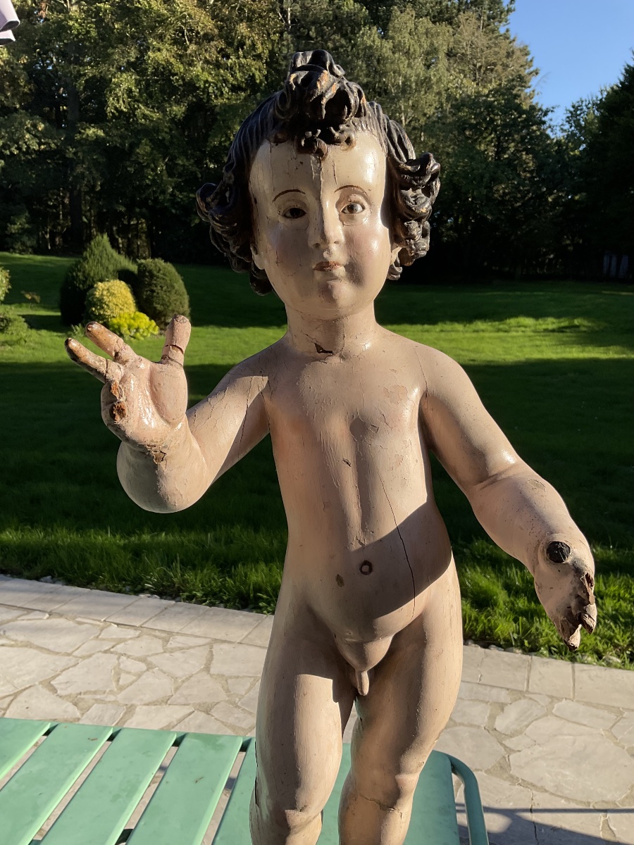Enfant Jesus bois XVIIIe Espagne Hauteur 74cm-photo-2