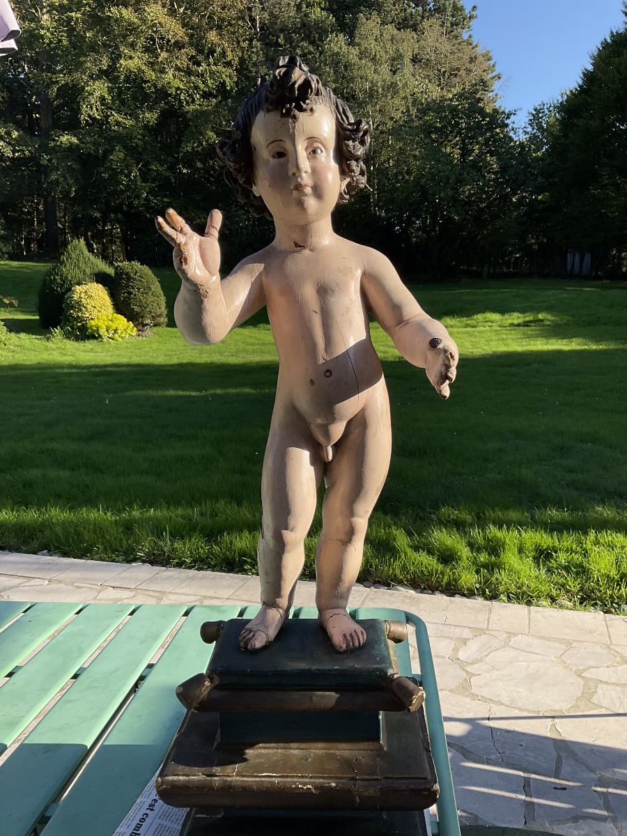 Enfant Jesus bois XVIIIe Espagne Hauteur 74cm-photo-4
