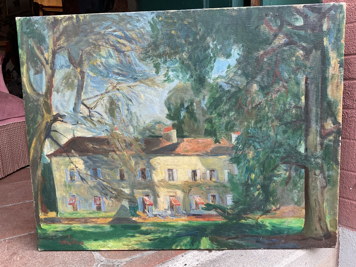 Soleil sur la façade à l’Isle Adam huile sur toile-photo-1