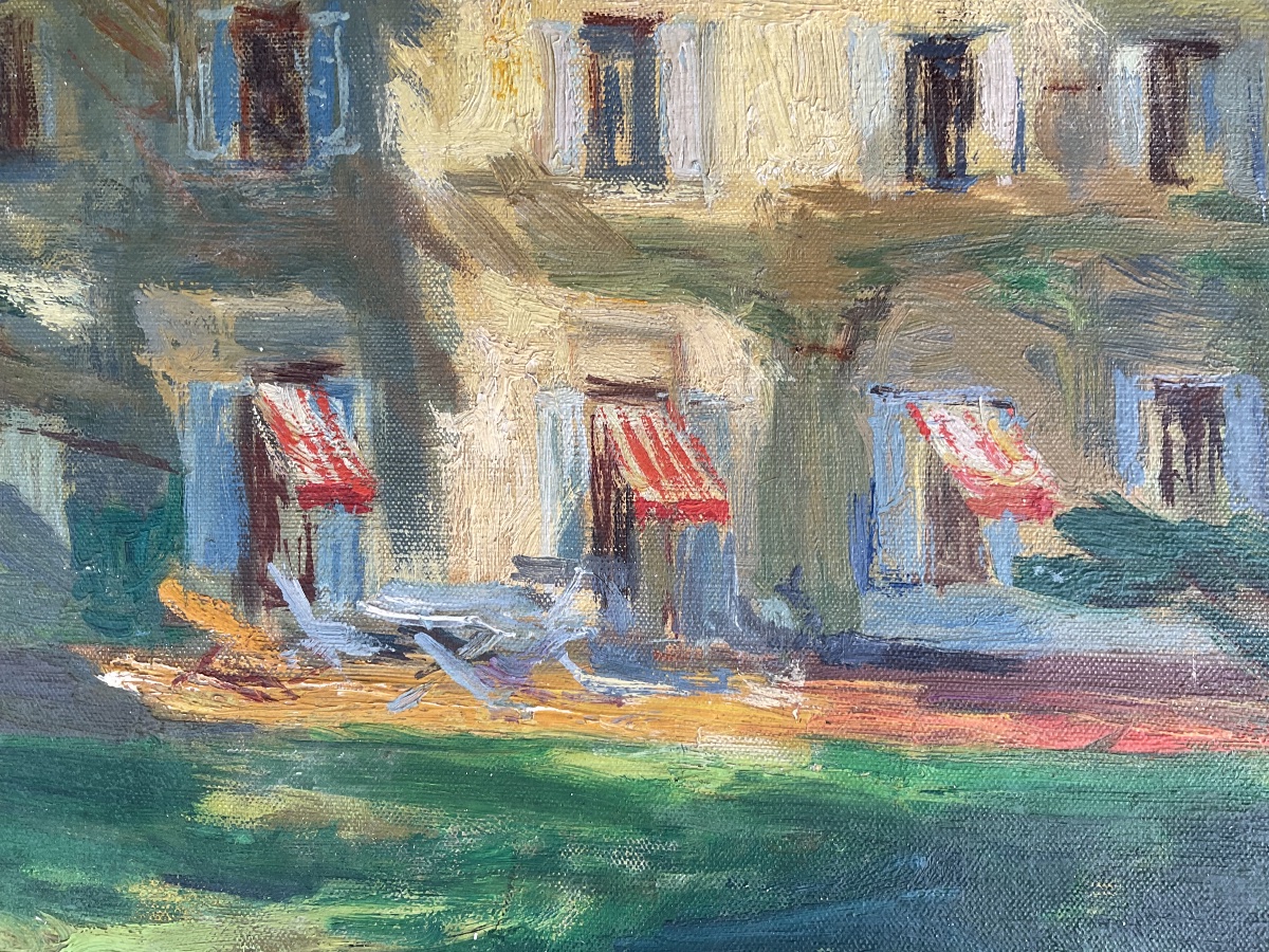 Soleil sur la façade à l’Isle Adam huile sur toile-photo-3