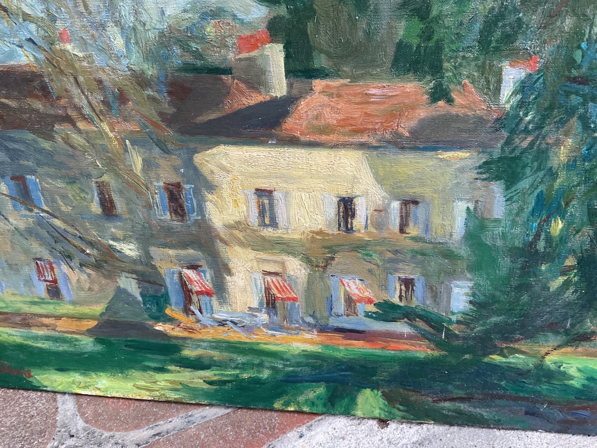 Soleil sur la façade à l’Isle Adam huile sur toile-photo-4