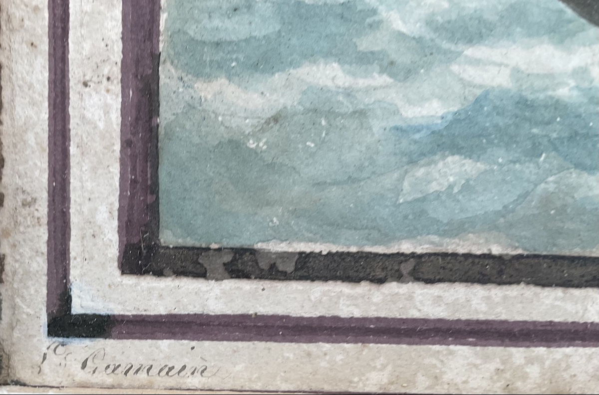 Watercolor, 1825: Saint-valéry-sur-somme By Louis Gamain-photo-3