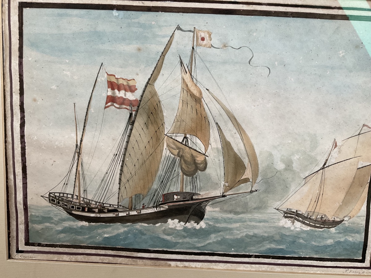 Watercolor, 1825: Saint-valéry-sur-somme By Louis Gamain-photo-4