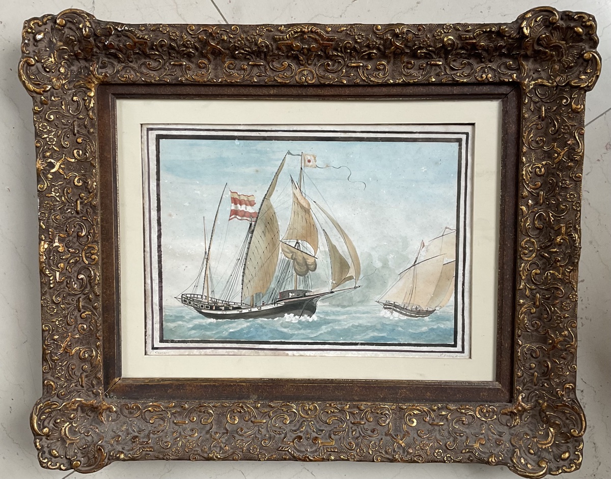 Watercolor, 1825: Saint-valéry-sur-somme By Louis Gamain-photo-3