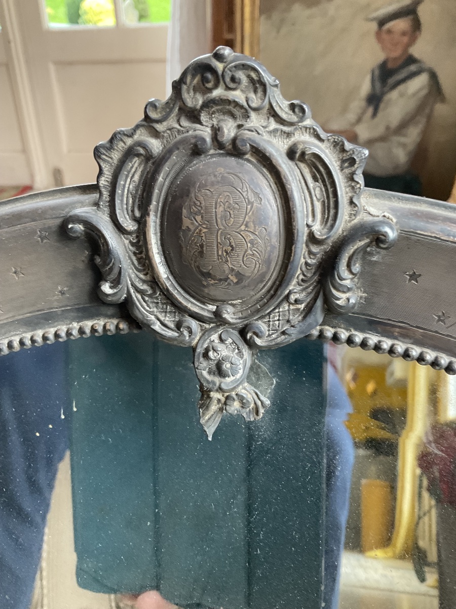Full-length Mirror With Solid Silver Trim, Hallmarked "minerne" -photo-1