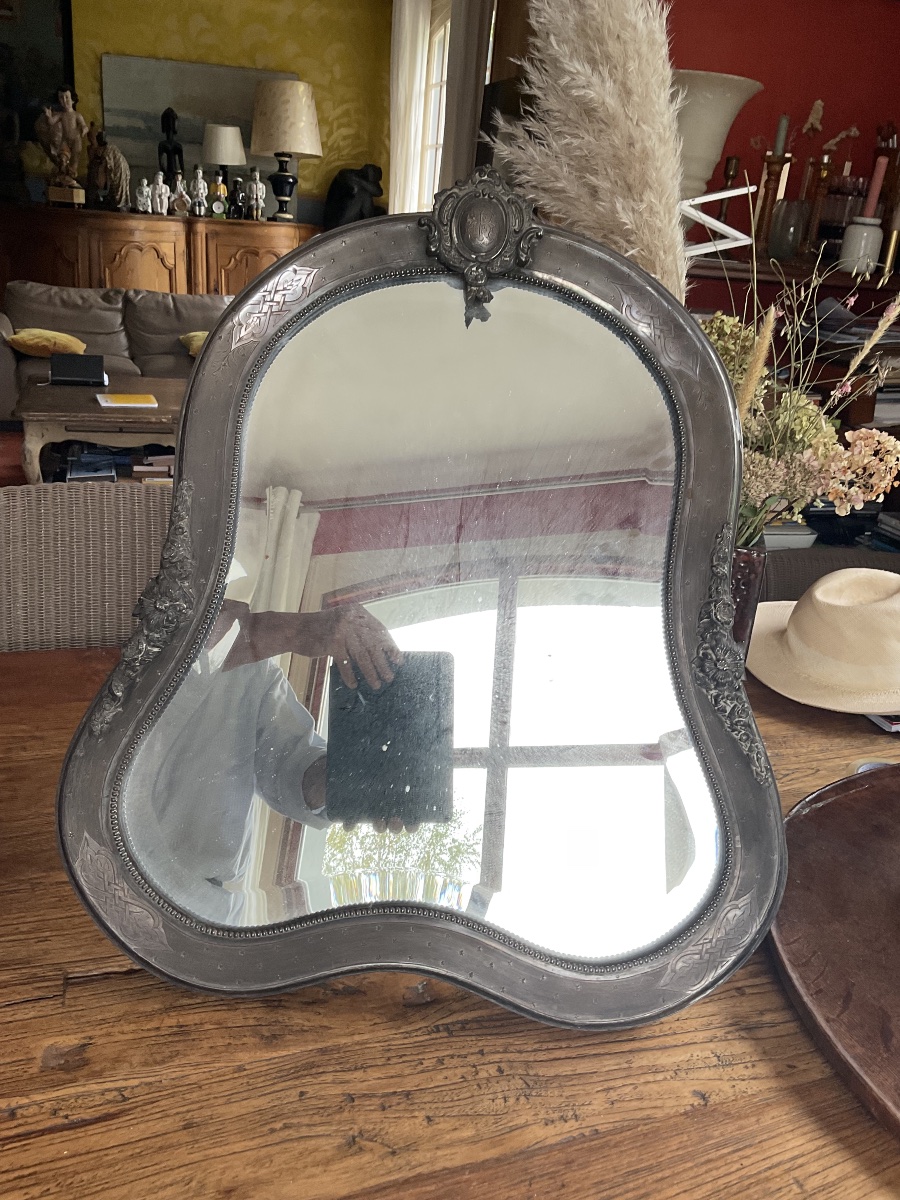 Full-length Mirror With Solid Silver Trim, Hallmarked "minerne" 