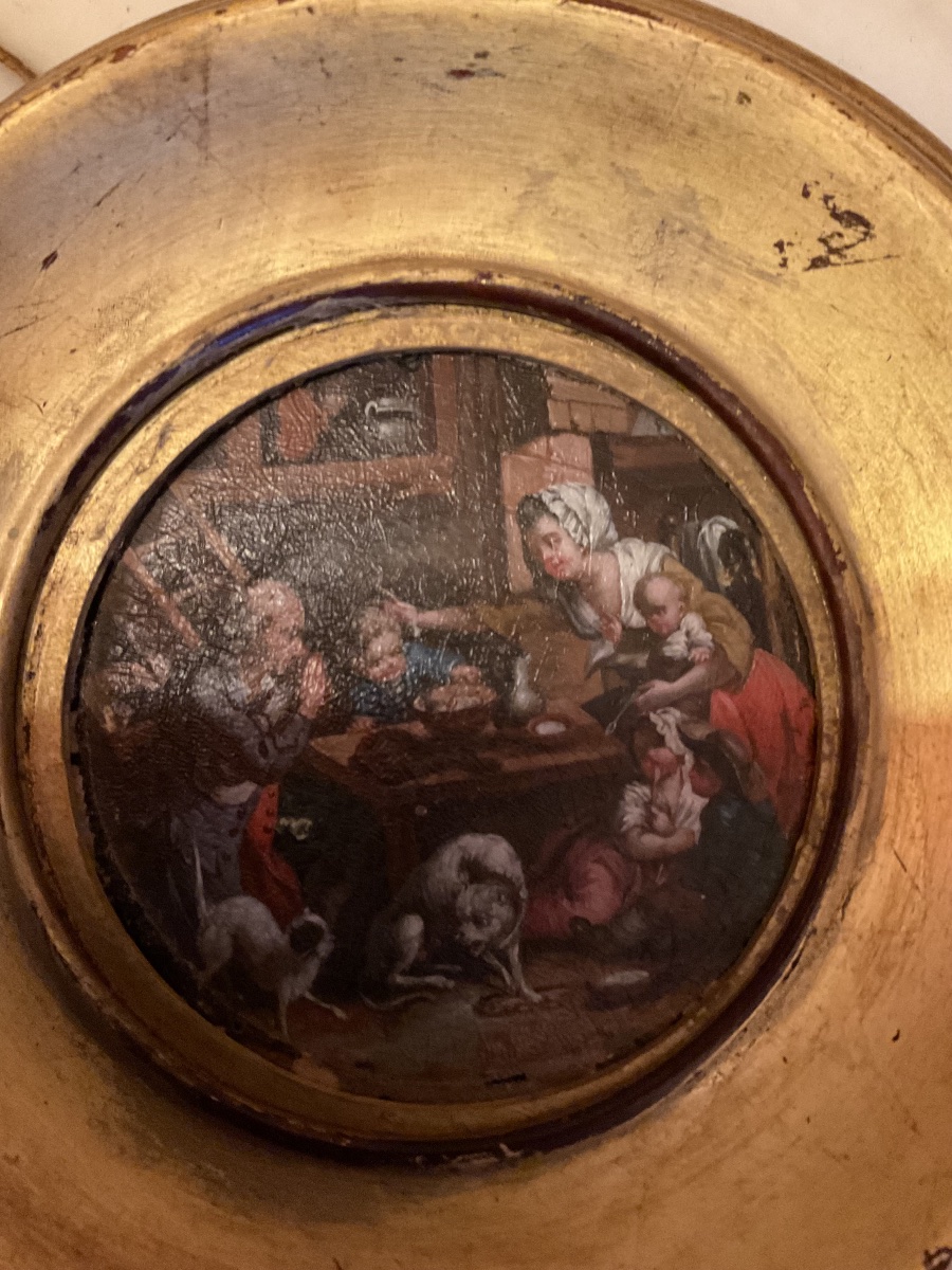 École française du XVIIIE HUILE SUR PAPIER-photo-3