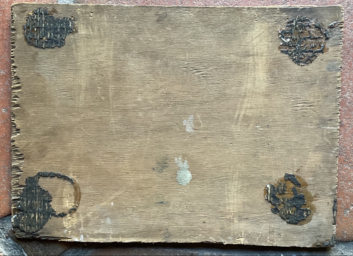 Small Wooden Panel With A Cubist Landscape-photo-3