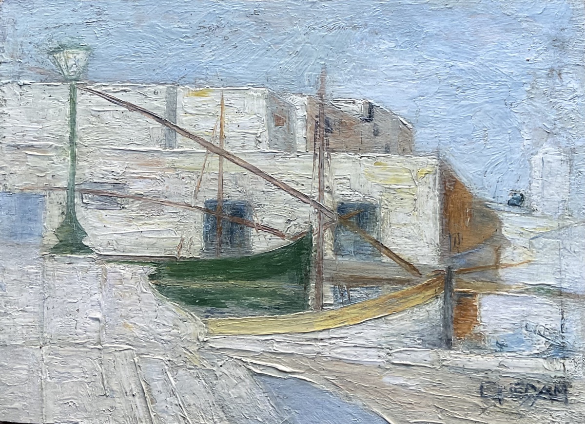 Small Wooden Panel With A Cubist Landscape-photo-4