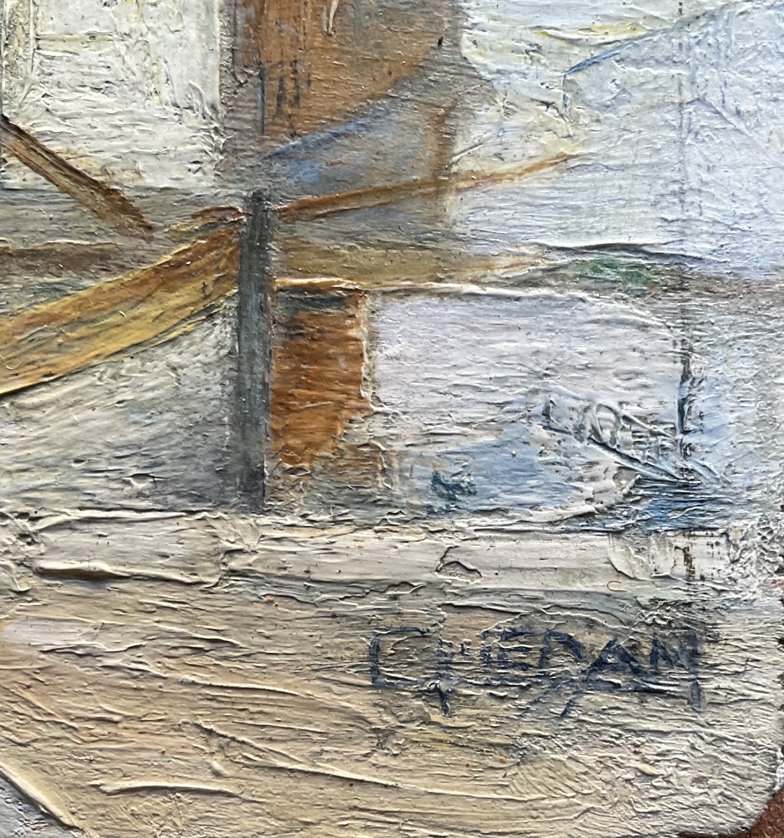 Small Wooden Panel With A Cubist Landscape-photo-1