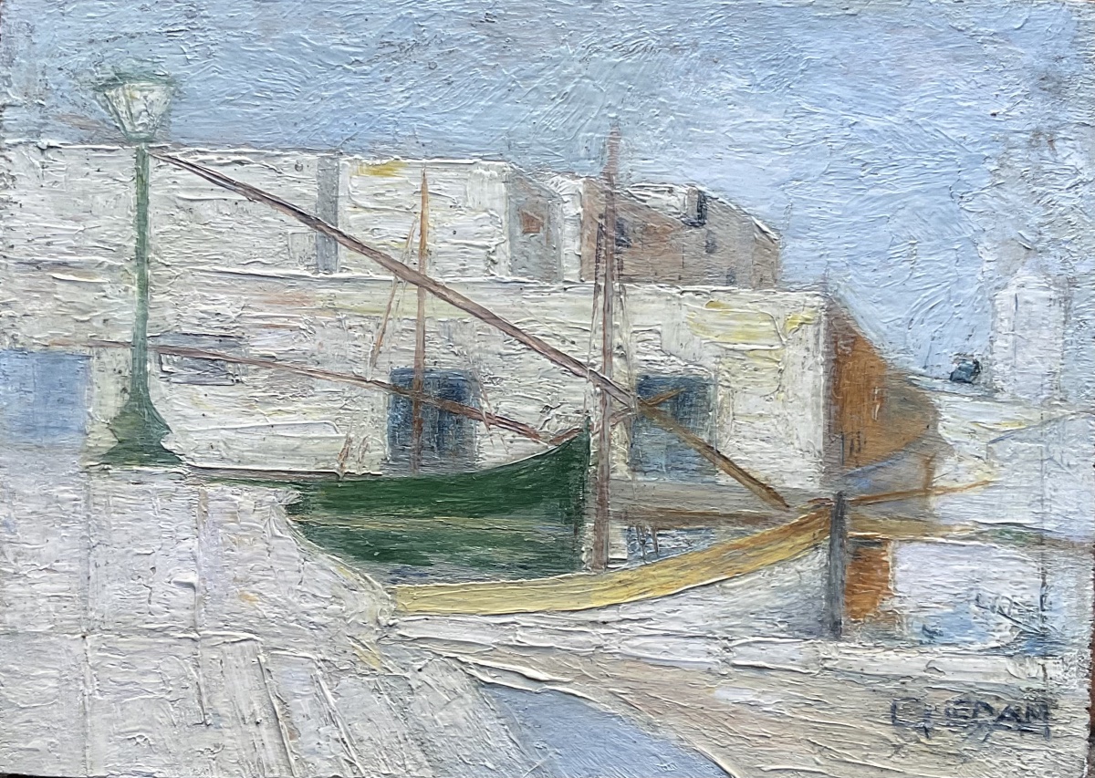 Small Wooden Panel With A Cubist Landscape