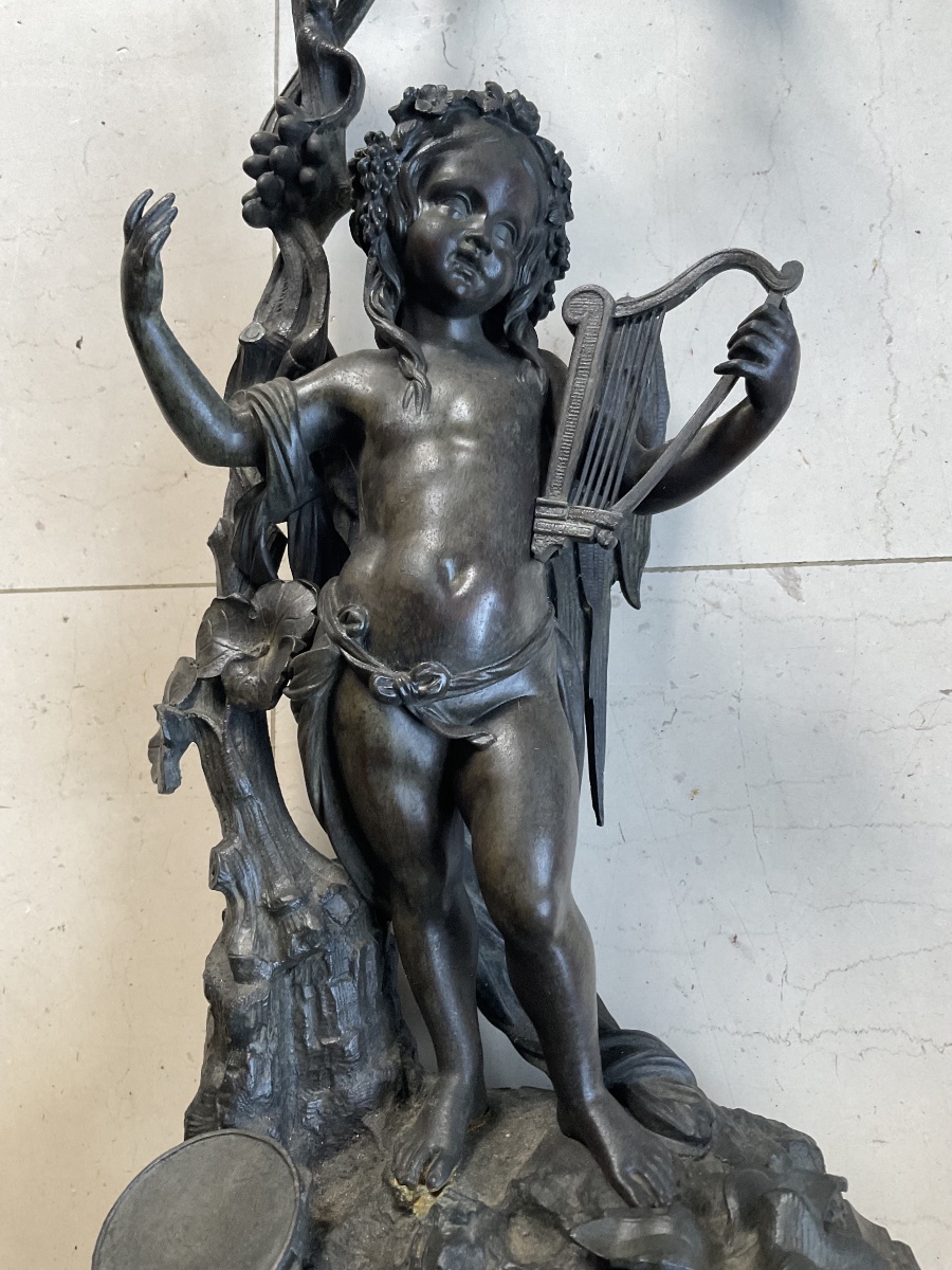 Pair Of Cherubs For A Mantelpiece, 59 Cm Tall-photo-2