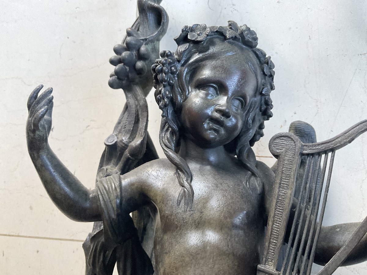 Pair Of Cherubs For A Mantelpiece, 59 Cm Tall-photo-3