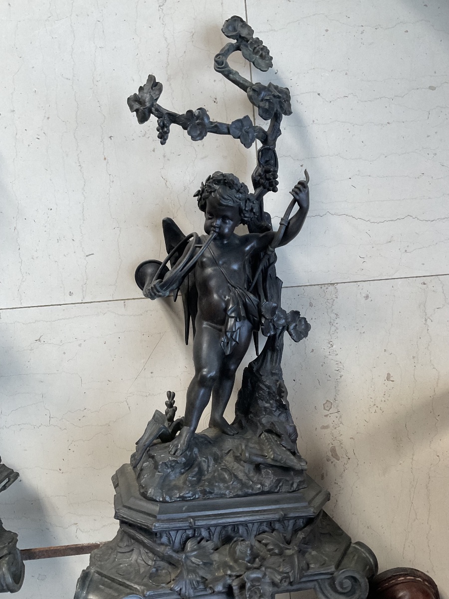 Pair Of Cherubs For A Mantelpiece, 59 Cm Tall-photo-2