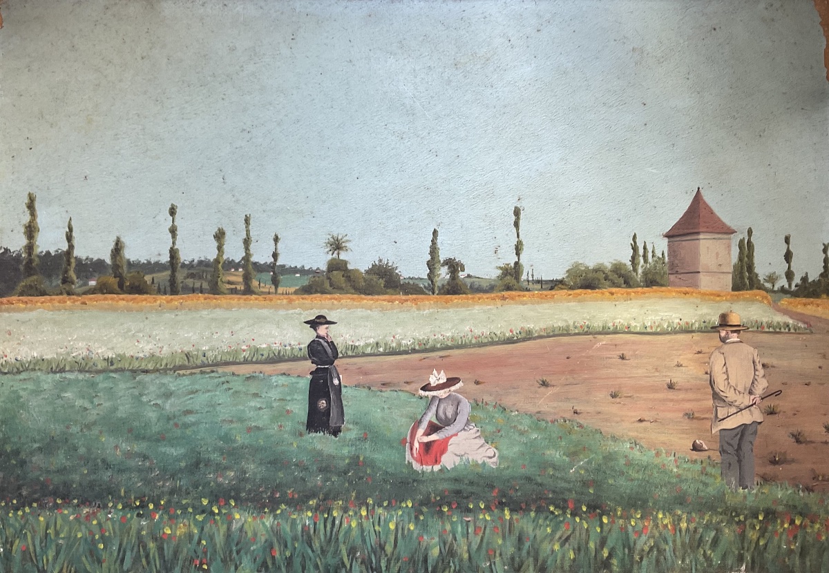 A Naive Painting Of The Lord Of The Manor On His Estate