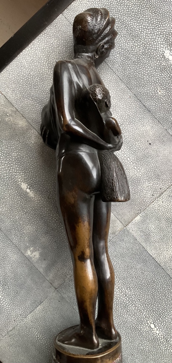Karl Mobius, "motherhood With Two Babies," Bronze-photo-7