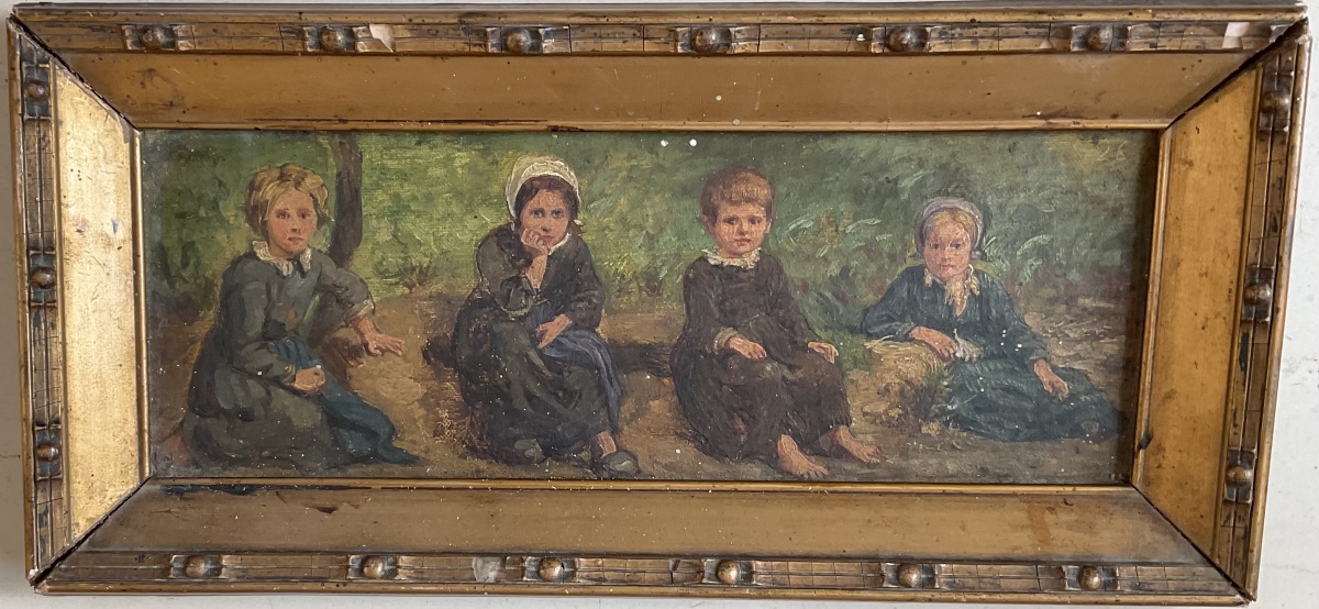 La fratrie huile sur carton