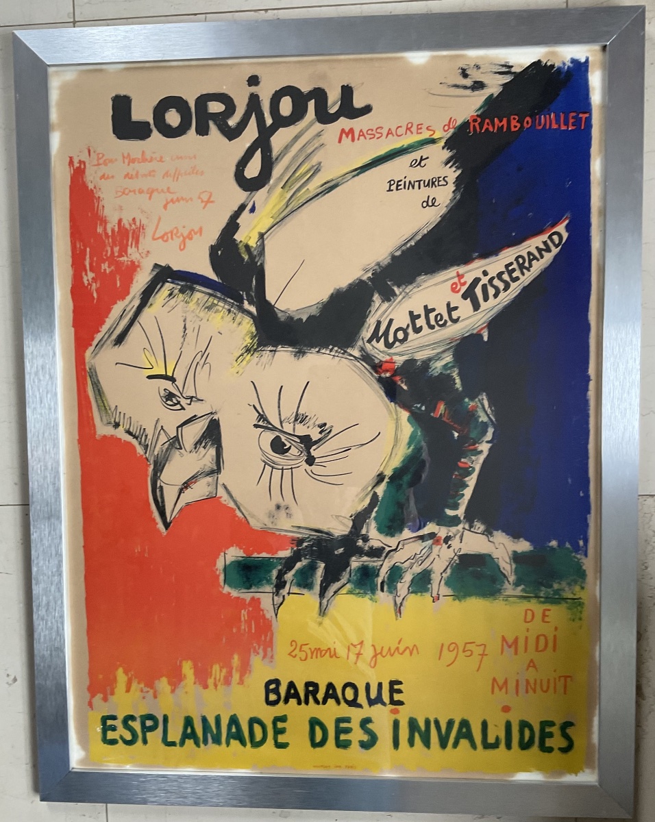 Affiche sous cadre dédicacée B Lorjou1957