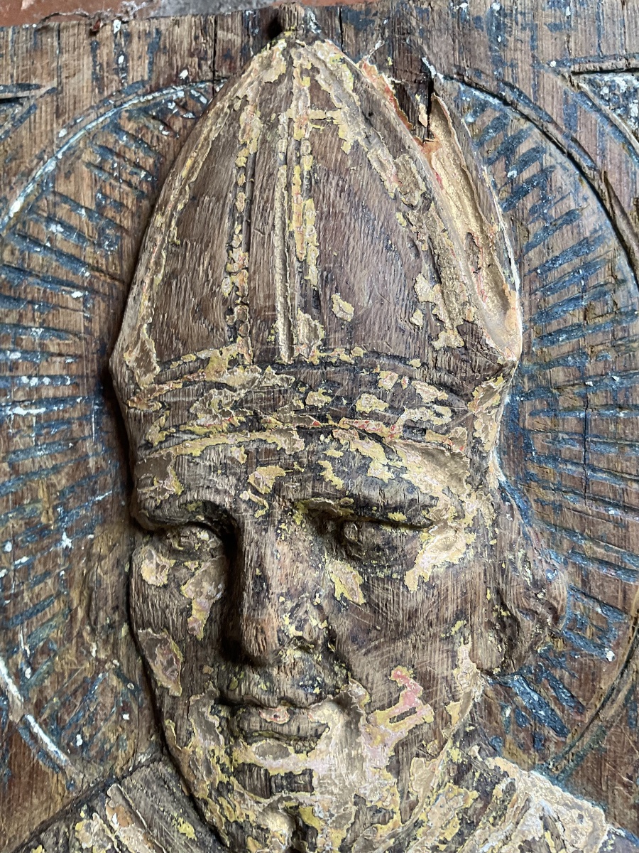 Bois sculpte tête d’évêque -photo-2