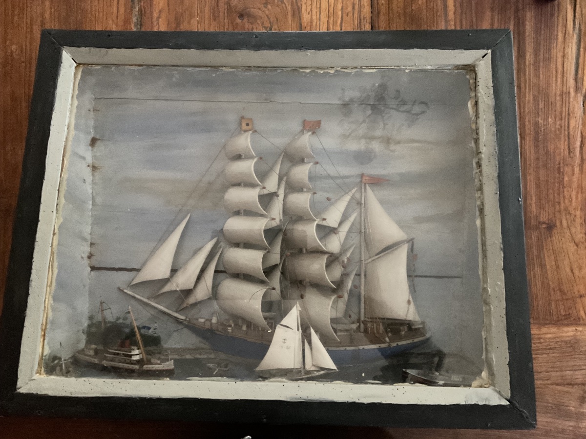Diorama flotte remorqueur  barque trois mâts voilier-photo-3