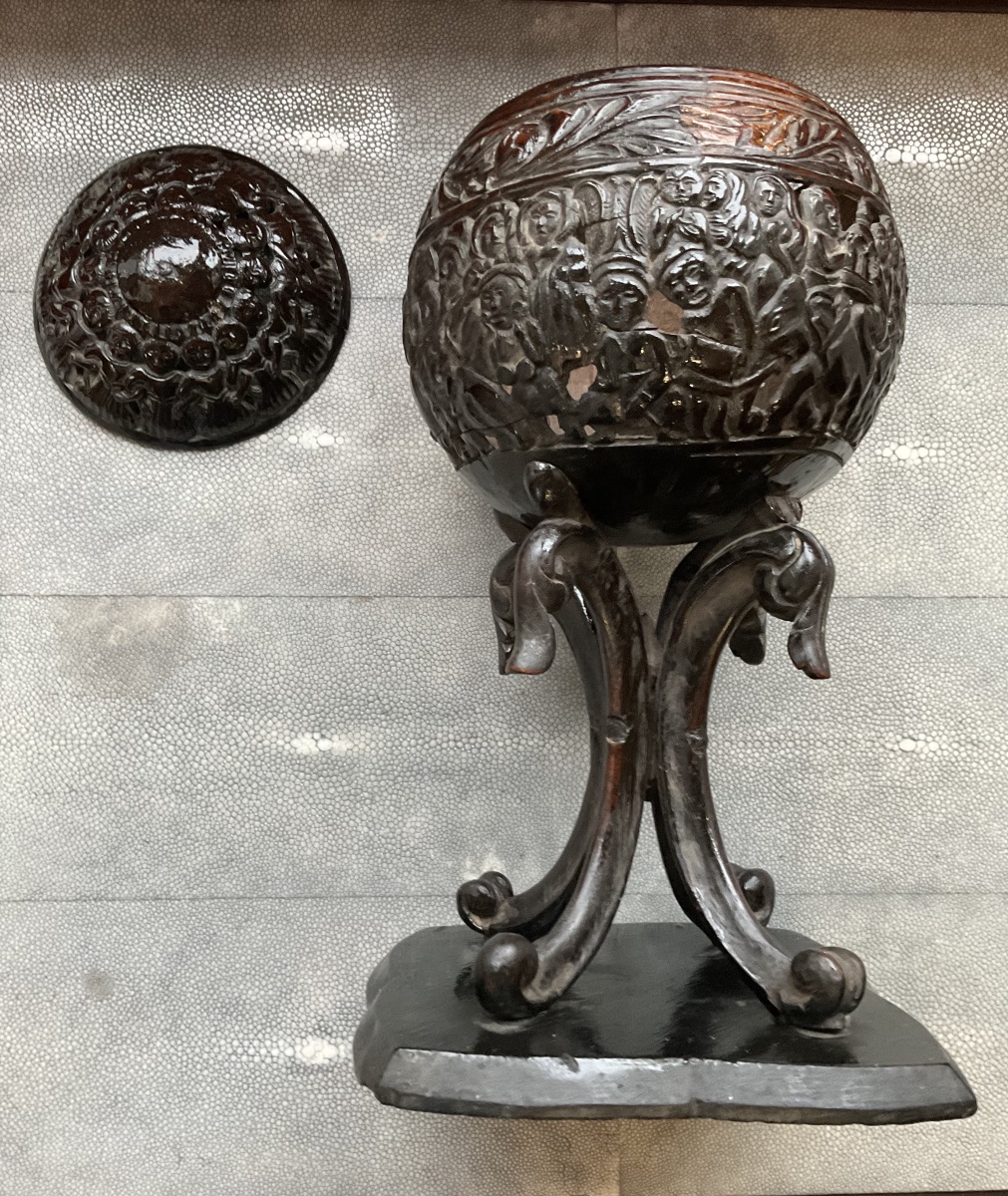 Coupe noix de coco sculptée Inde 