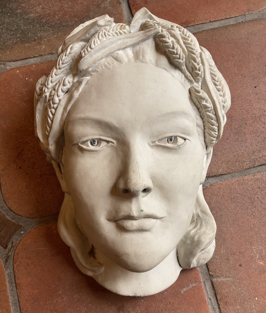 Woman's Face With Wheat Ears, Stucco Exterior Facade