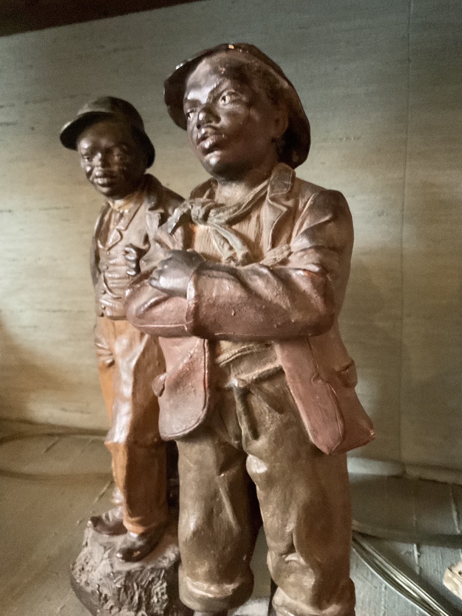 Étonnante paire de statuettes lancement de bateau 1900