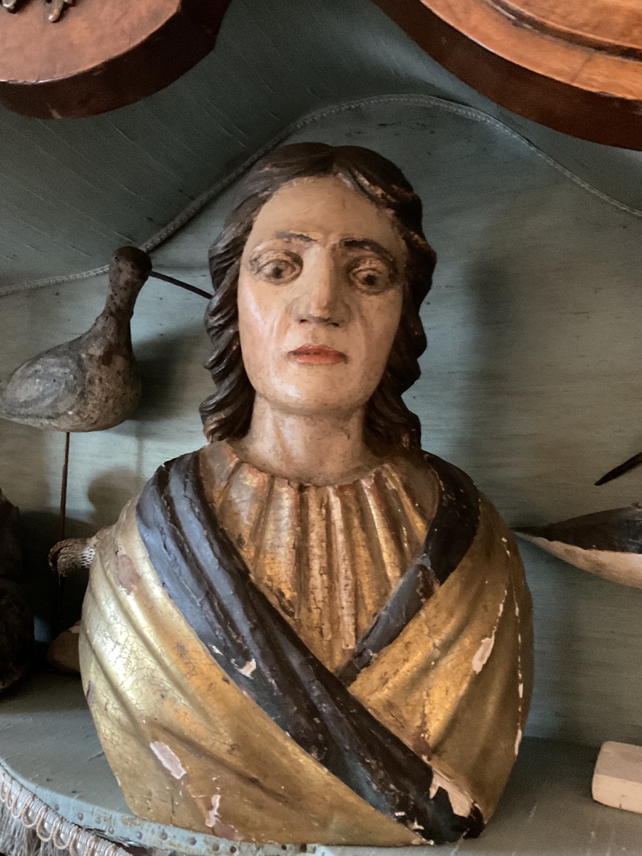 17th-century Gilded Wooden Bust, Italy-photo-3