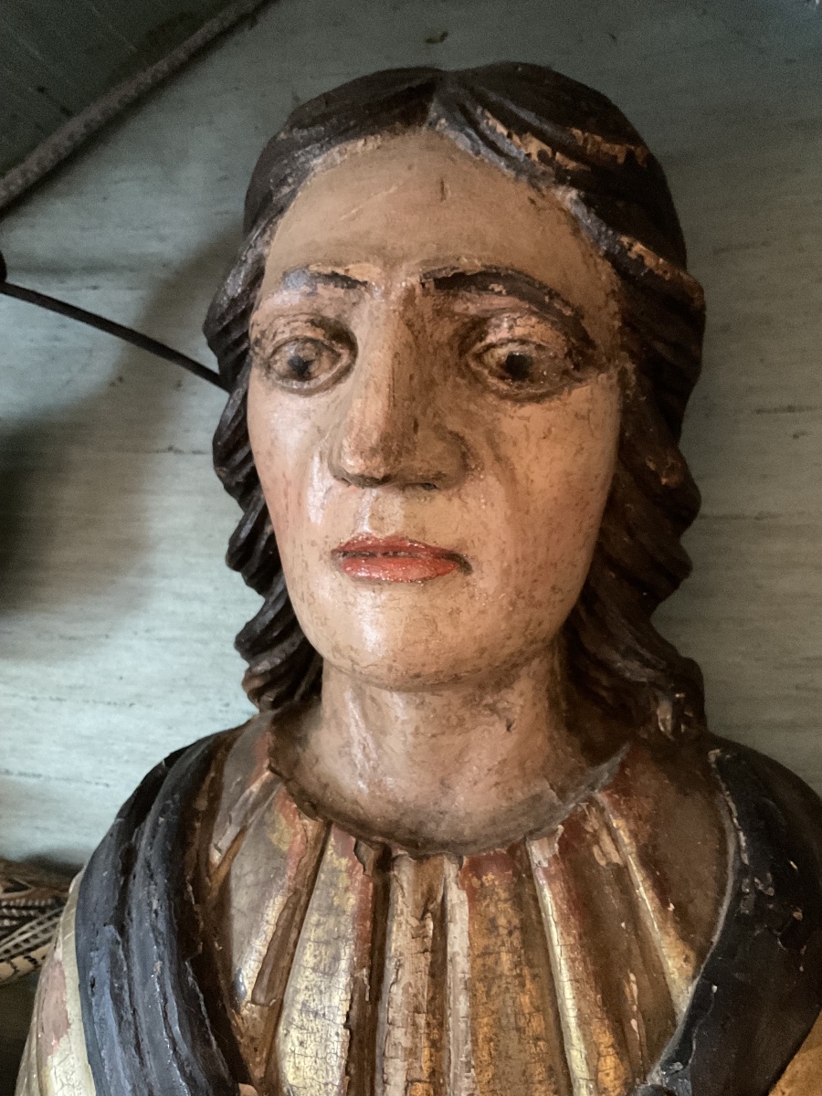 17th-century Gilded Wooden Bust, Italy